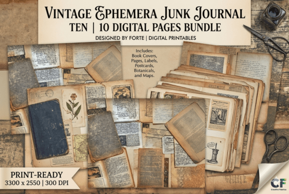 Download Vintage Ephemera Junk Journal Kit - Junk journal kit Collection
